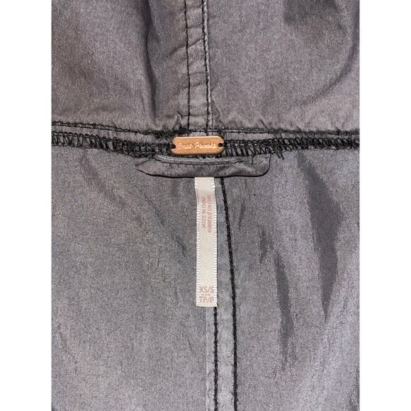 Womens Free People Dark Gray Lace Poplin Hooded Jacket Anorak Boho Size XS/S - Picture 6 of 9